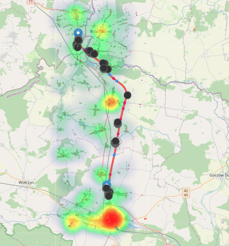 Heatmapa gęstości zaludnienia